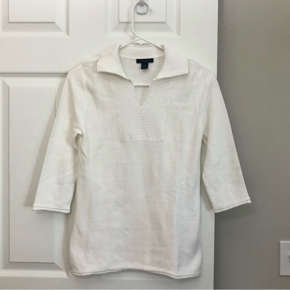 Westbound Cotton Lightweight Summer Collared Split Neck Boating Sweater Small